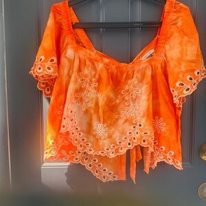 American Eagle tie dye Embroidered Blouse